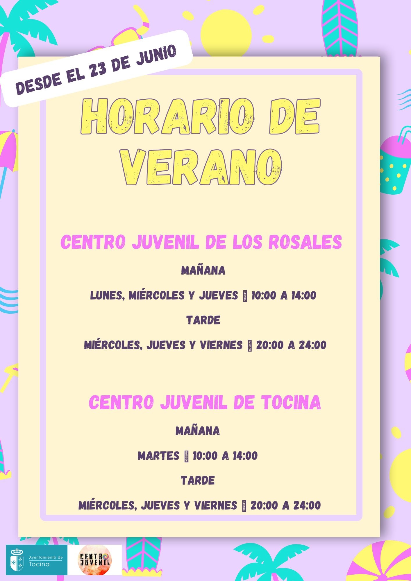 Horario Verano Centro Juvenil