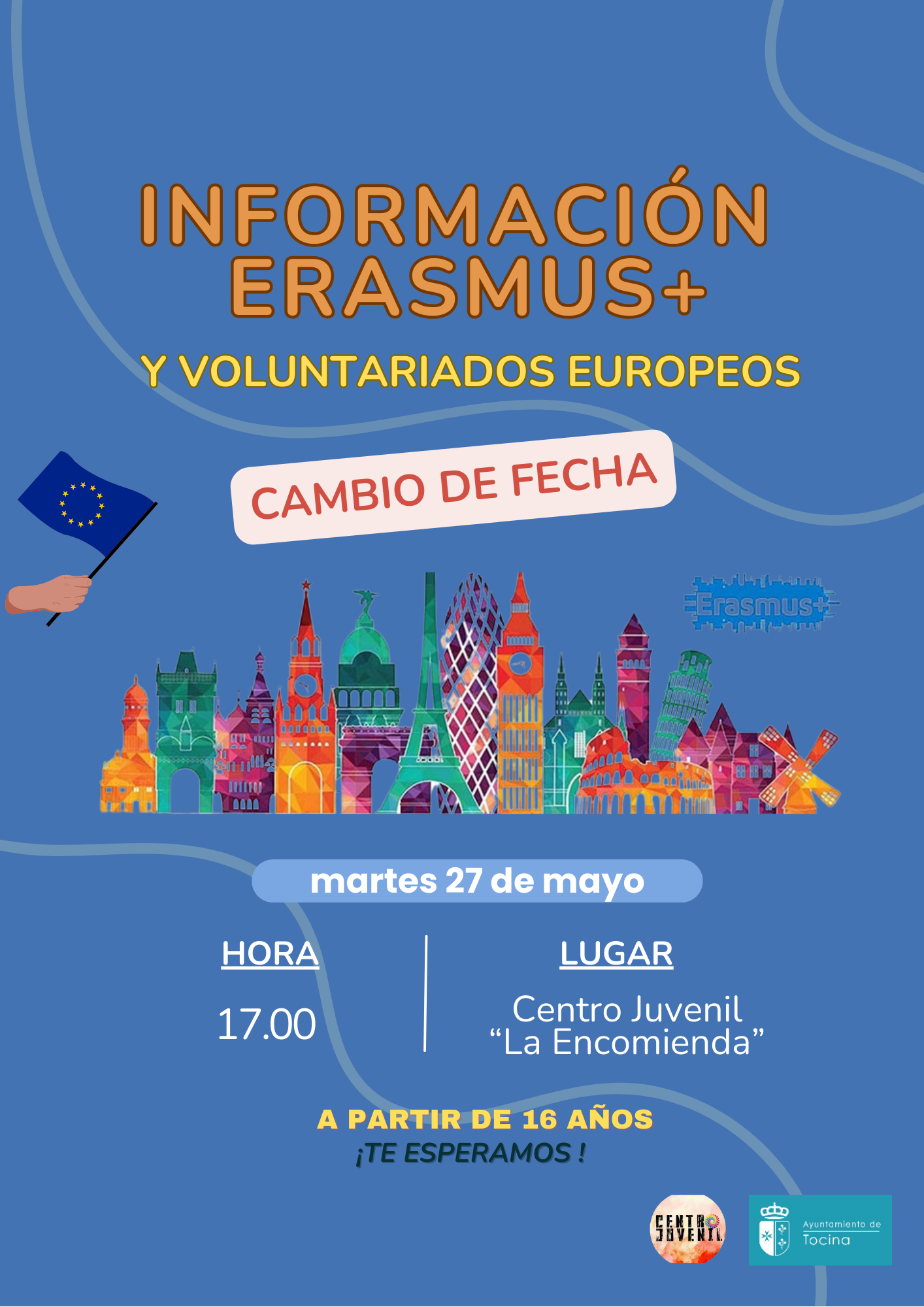 Cartel Erasmus y voluntariado europeo